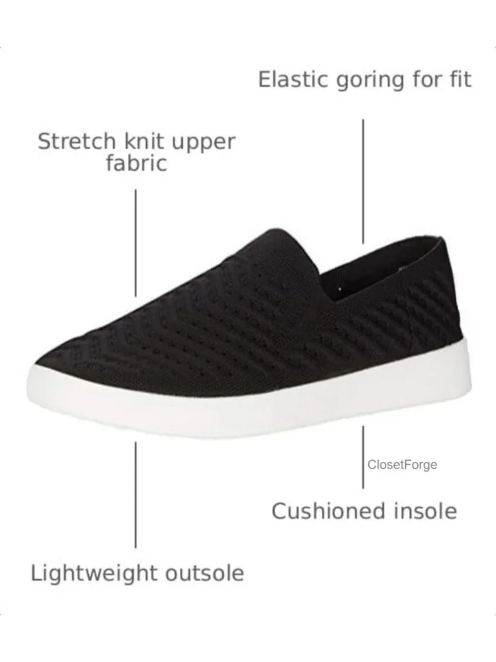 Women's Stretch-Knit Slip-On Sneaker Cushioned Flat Casual